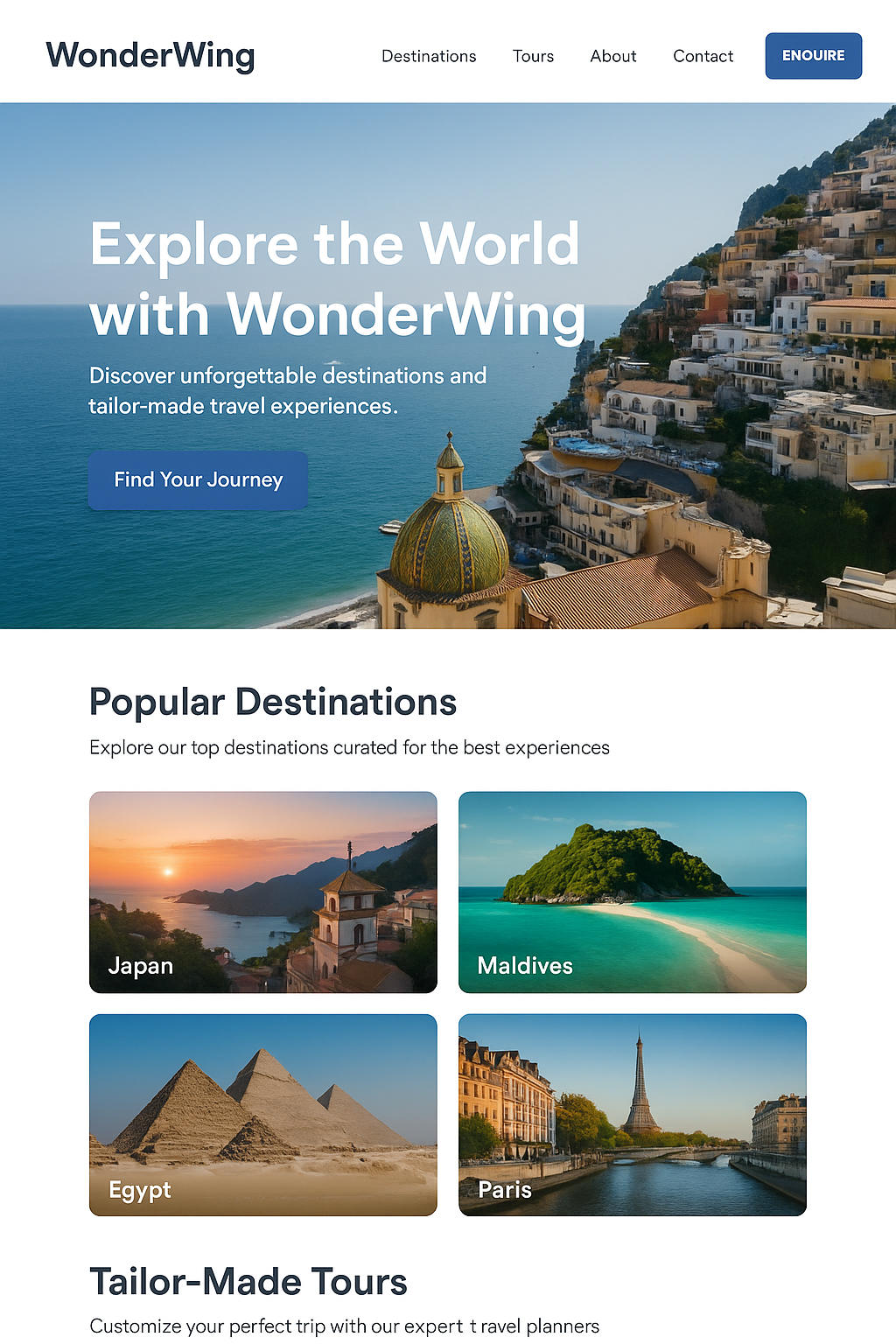 WonderWing Travel Website